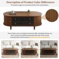 Living Room Coffee Table with 2 Drawers and Roll-Up Door, Minimalist Center Table with 4 Support Legs, 100L x 50W x 36H cm, Walnut(m-4)