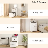 HOMCOM Toeletta 3 in 1 con Specchio Ribaltabile e Sgabello, con Cassetti, Bianco(m-4)