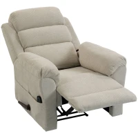 HOMCOM Sillón Masajeador Reclinable Manual 135° con Calefacción Chenilla Crema(m-7)