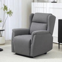 HOMCOM Relaxsessel, Verstellbarer Polstersessel mit Fußstütze, 160° neigbar, Leinenoptik, schneller Aufbau, Dunkelgrau(m-8)
