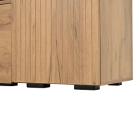 Sleek TV Wall Unit Set with Flexible Length Up to 265 cm, Freestanding Display Cabinet Set with Adjustable Sections, 265L x 35W x 53.5H cm, Wood(m-14)