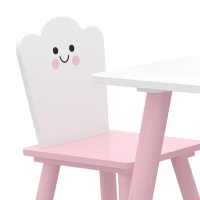 AIYAPLAY Table enfant avec chaise, ensemble table et 2 chaises en bois pour dessiner, jouer, étudier, rose(m-11)