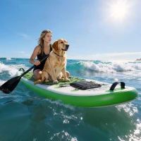 HOMCOM Tabla de Paddle Surf Hinchable 305x76x10 cm con Remo Ajustable y  Bolsa de Transporte e Inflador Verde(m-10)