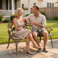 Outsunny Cast Aluminium Garden Bench - Bronze Tone(m-8)