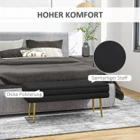 HOMCOM Gestoffeerde Zitbank met Opbergruimte, Staal, 79,5 cm x 37,5 cm x 43 cm, Zwart(m-4)
