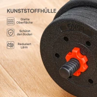 HOMCOM 2 in 1 dumbbell set 25 kg verstelbare dumbbell & barbell professionele dumbbell krachttraining en gewichtheffen voor fitness thuis(m-7)