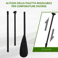 HOMCOM Tavola Gonfiabile SUP Stand Up Paddle con Pagaia Regolabile, Paddle Surf Gonfiabile Tavola da Surf con Accessori, Verde 302x76x15cm(m-8)