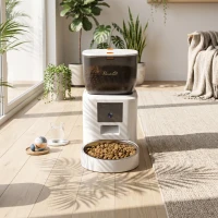 PawHut Automatic Cat Feeder with Camera, 2.4G WiFi, APP Control 4L Pet Feeder 1-10 Meals with 2-Way Audio, Dual Power Supply(m-9)