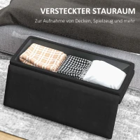 HOMCOM Gestoffeerde Zitbank met Opbergruimte, Staal, 79,5 cm x 37,5 cm x 43 cm, Zwart(m-5)