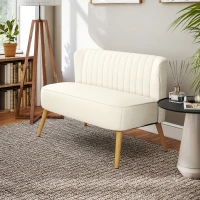 HOMCOM 2-zits bank, zachte vulling, onderhoudsarme bekleding, tot 220 kg, 117 x 56,5 x 77 cm, Crèmewit(m-8)