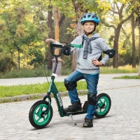 AIYAPLAY Kinderroller, höhenverstellbarer Tretroller für Kinder, mit Bremse, Ständer, 2 Räder, Stahl, Grün(m-2)