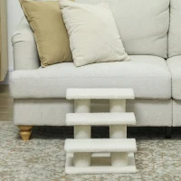 PawHut Schodki dla kota 3 stopnie Schodki dla zwierząt Schodki dla kota Schodki z pluszem 45 x 35 x 34 cm cm Beżowy(m-7)