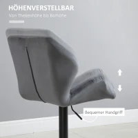 HOMCOM Barkrukken 2-delige set, gestoffeerde barkruk met metalen frame, rugleuning, fluweelachtige look, in hoogte verstelbaar, 360° draaibaar(m-5)