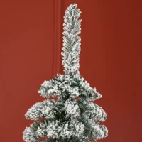 HOMCOM Künstlicher Weihnachtsbaum, schneebedeckt, schmales Design, feuerfest, 180 cm, Grün/Weiß(m-8)