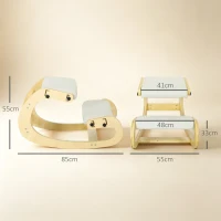 HOMCOM Ergonomischer Kniestuhl, Kniehocker mit 6 verstellbaren Einstellungen, Basis aus Holz Cremeweiß(m-3)