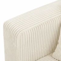 HOMCOM Sofá 3 plazas de terciopelo acanalado, sofá de salón moderno 225 cm, asiento amplio, cojín con muelles, crema(m-9)
