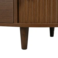 Oval Coffee Table with Sliding Roll-Top Doors, Sturdy Center Table with Two Drawers, 100L X 50W X 36H cm, Walnut(m-11)