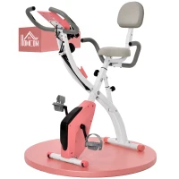 HOMCOM Heimtrainer 2-in-1 Fahrradtrainer mit LCD-Display Pulsmesser verstellbar Sitz Räder, klappbarer Hometrainer Trimmrad mit 8 stufig Magnetwiderstand, Spannseil, Stahl(m-12)