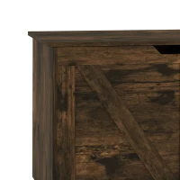 HOMCOM 100L Home Storage Box, with Safety Hinge - Rustic Brown Wood-Effect(m-12)