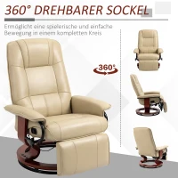 HOMCOM Relaxfauteuil, verstelbaar, ligfunctie, tot 120 kg, kunstleer, 78 x 87 x 100 cm, crème(m-5)