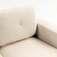 HOMCOM Sofá esquinero 192 cm en L 3 plazas con chaiselongue reversible, acabado en pana, para espacios pequeños, blanco crema(m-12)