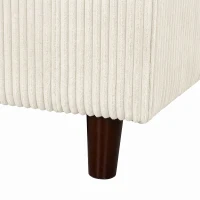HOMCOM Sofá 3 plazas de terciopelo acanalado, sofá de salón moderno 225 cm, asiento amplio, cojín con muelles, crema(m-8)