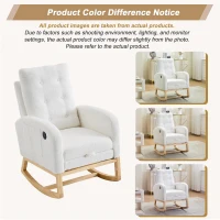 ModernLuxe Rocking Chair with Boucle Fabric Upholstery, Nursing Armchair with Side Pocket, 66.5L x 121.5W x 102H cm, White(m-4)