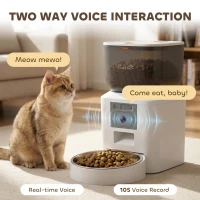 PawHut Automatic Cat Feeder with Camera, 2.4G WiFi, APP Control 4L Pet Feeder 1-10 Meals with 2-Way Audio, Dual Power Supply(m-7)
