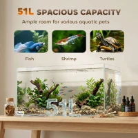 PawHut Fish Tank Bare Glass for DIY Glass Aquarium with Protective Base Mat 51L Transparent for Fish Shrimps(m-6)
