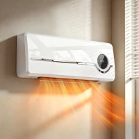 HOMCOM Chauffage mural en céramique 1000/2000W, radiateur électrique, ventilateur, thermostat, minuterie, 50x18,6x12,9cm, blanc(m-2)