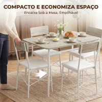 HOMCOM Conjunto de Jantar 5 Peças Mesa de Cozinha Retangular com 4 Cadeiras Acolchoadas 106x66x75 cm Carvalho(m-5)