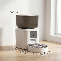 PawHut Futterautomat Katze mit Kamera, 2,4 GHz WLAN, App-Steuerung, 4L Futterautomat für 1–10 Mahlzeiten, 2-Wege-Audio(m-3)
