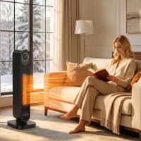 HOMCOM 2000W Ceramic Electric Heater with Fan, Timer, Oscillation - Black(m-2)