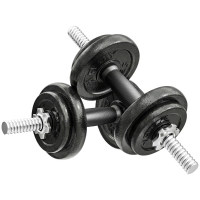 SPORTNOW Hantelset 2-in-1 Kurzhanteln Langhanteln verstellbar bis 20 KG mit rutschfestem Griff für Krafttraining Zuhause Grau