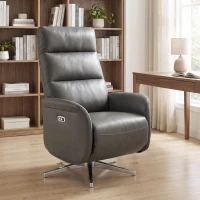 HOMCOM Power Recliner Chair, Swivel Electric Reclining Chair with Type C+USB, Recliner Armchair with Footrest, Dark Grey(m-8)