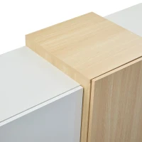 High-Gloss Sideboard with 4 Drawers and 2 Doors, Stylish Storage Cabinet with Anti-Tilt Safety Rails, 140L x 35W x 76.5H cm, White(m-13)