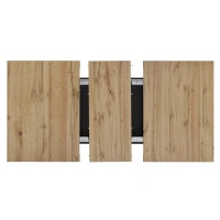 Extendable Dining Table with Wood-Grain High-Density MDF Top, Telescopic Kitchen Table with 2 Drawers, 110L x 80W x 75H cm, Black(m-12)