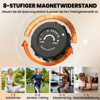 HOMCOM Heimtrainer 2-in-1 Fahrradtrainer mit LCD-Display Pulsmesser verstellbar Sitz Räder, klappbarer Hometrainer Trimmrad mit 8 stufig Magnetwiderstand, Spannseil, Stahl(m-6)