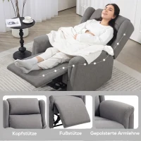 HOMCOM Relaxsessel, Verstellbarer Polstersessel mit Fußstütze, 160° neigbar, Leinenoptik, schneller Aufbau, Dunkelgrau(m-7)