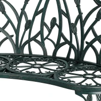 Outsunny Banc de jardin en aluminium moulé, banc extérieur 2 places avec dossier tulipe, assise florale, 99x57x78cm, vert antique(m-15)