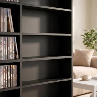 HOMCOM Mueble de almacenaje 1 032 CDs / 594 DVDs, estantería multimedia, 24 compartimentos y 18 estantes ajustables, negro(m-7)