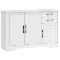 HOMCOM Sideboard z 2 szufladami, nowoczesna szafka do przechowywania, regulowana półka i 3 drzwi, Biały(m-1)