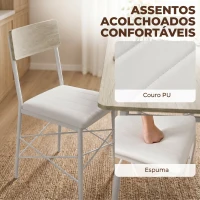 HOMCOM Conjunto de Jantar 5 Peças Mesa de Cozinha Retangular com 4 Cadeiras Acolchoadas 106x66x75 cm Carvalho(m-6)