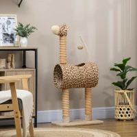 PawHut Arranhador 101 cm Torre para Gatos em Design Girafa com Toca Bola de Brinquedo Postes de Juta para Gatos de Porte Médio até 5 kg(m-6)
