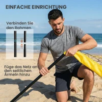 SPORTNOW Draagbaar volleybalnet set – Volleybalset met verstelbare stalen palen en draagtas, zwart, 950 x 100 x 248 cm(m-5)