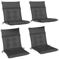 Outsunny 4er Set Sitzkissen wasserabweisend rutschfest Stuhlkissen mit Bändern, Indoor Outdoor 111,5 x 53 x 8 cm Dunkelgrau(m-12)