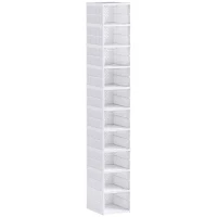 HOMCOM Scarpiera Pieghevole Slim Modulabile con 10 Contenitori per Scarpe, Scarpiera Salvaspazio con Pannello Trasparente, Senza Montaggio, Bianco(m-1)