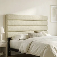 HOMCOM Cabeceira de Cama 140 cm Altura Ajustável em 3 Níveis 106/116/126 cm Estofada em Linho Bege(m-10)