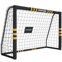 SPORTNOW Portería de Fútbol con Acolchado de Protección, 5 Piquetes de Suelo y Red de PE, 180x60x120cm, Amarillo(m-1)
