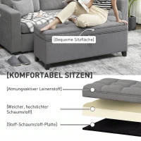 HOMCOM Sitzbank mit Stauraum, Polsterbank 120x40x48 cm mit Sicherheits-Scharniern, Leinenoptik, Dunkelgrau(m-7)